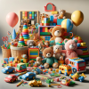 DALL·E 2024-01-22 16.09.45 - Create a photorealistic image that serves as a symbolic representation of a children's daycare or childcare center, focusing on toys. The scene should