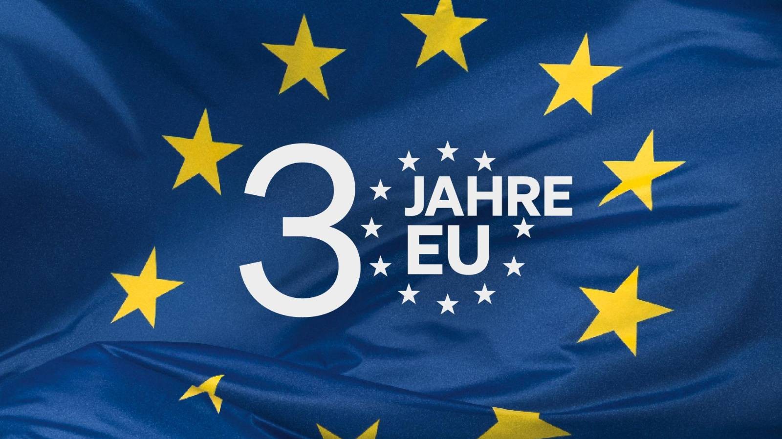 30 Jahre Österreich in der EU mit EU-Flagge als Hintergrund