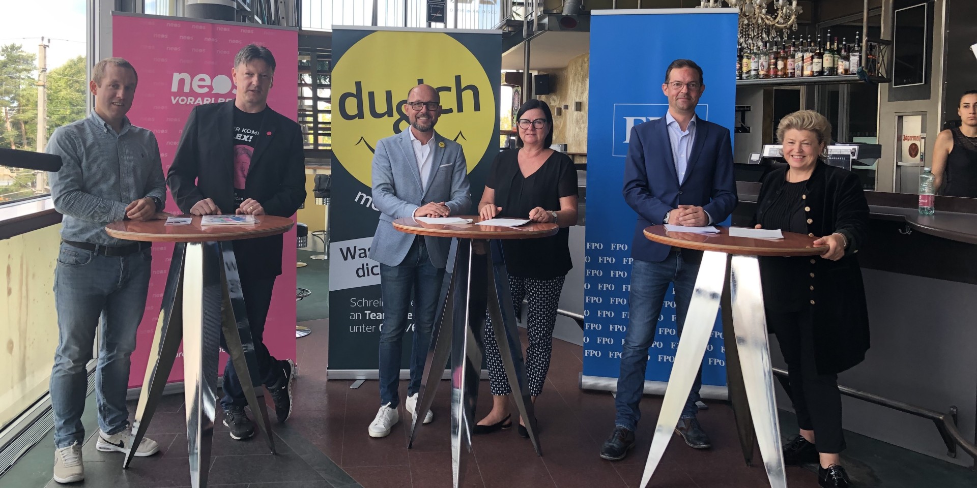 v.l.n.r. Michael Sagmeister, Alexander Moosbrugger (NEOS plus) Michael Ritsch, Annette Fritsch (Michael Ritsch Team-Bregenz) Philipp Kuner, Andrea Kinz (FPÖ)-4032x2016
