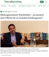 Bildungsminister Wiederkehr: „Es kommt eine Pflicht für 30 Stunden Kindergarten“