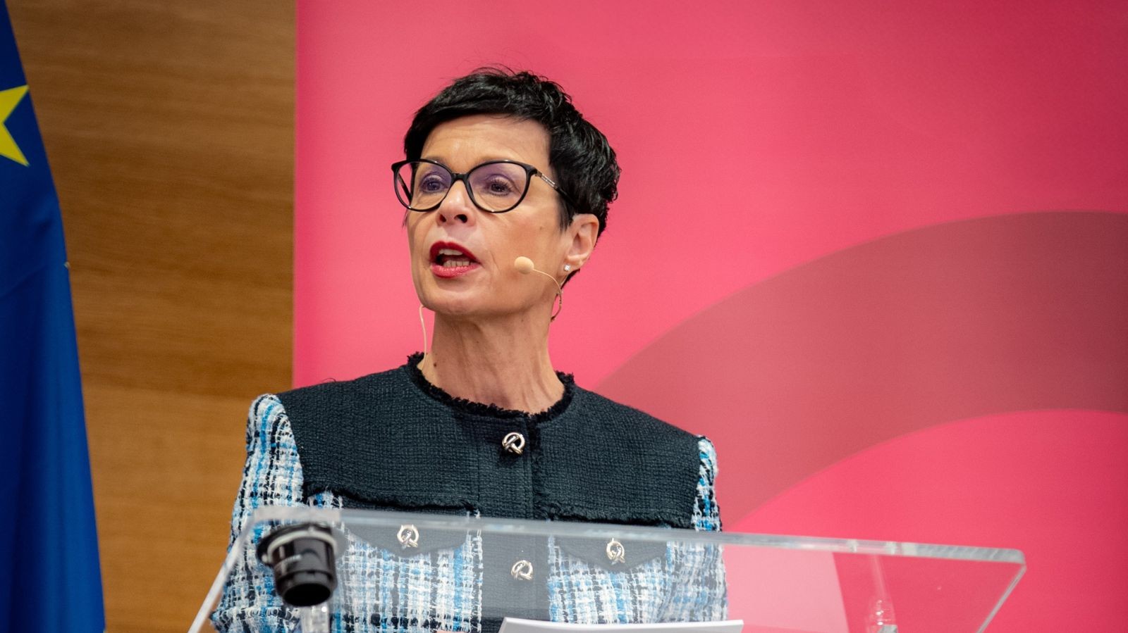 Marta Kos am Rednerpult