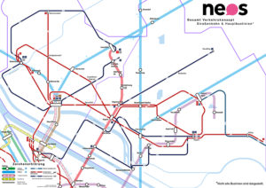 Netzplan der (neuen) Hauptverbindungen für Floridsdorf und die Donaustadt