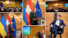 Eine Collage aus Fotos vom Event: Eine Podiumsdiskussion außerdem Porträts von Vasyl Khymynets, Beate Meinl-Reisinger, Ivan Krastev und Helmut Brandstätter