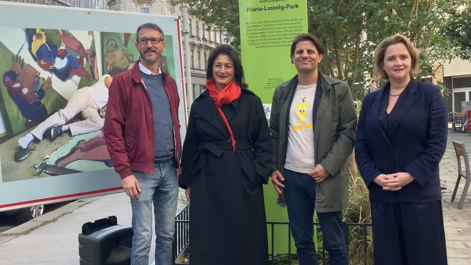 Benennung maria Lassnig Park KO NEOS M Oesterreicher Kulturstadtraetin Kaup Hasler KO SP K Mayer Bezirksraetin Adlaoui Mayerl-3024x1701