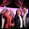 Beate Meinl-Reisinger, Bettina Emmerling, Selma Arapović und Christoph Wiederkehr bei der Wahlparty 2025