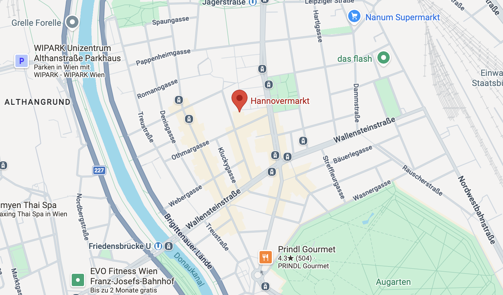 Google Maps Karten Ausschnitt mit Standort des Hannovermarkts.